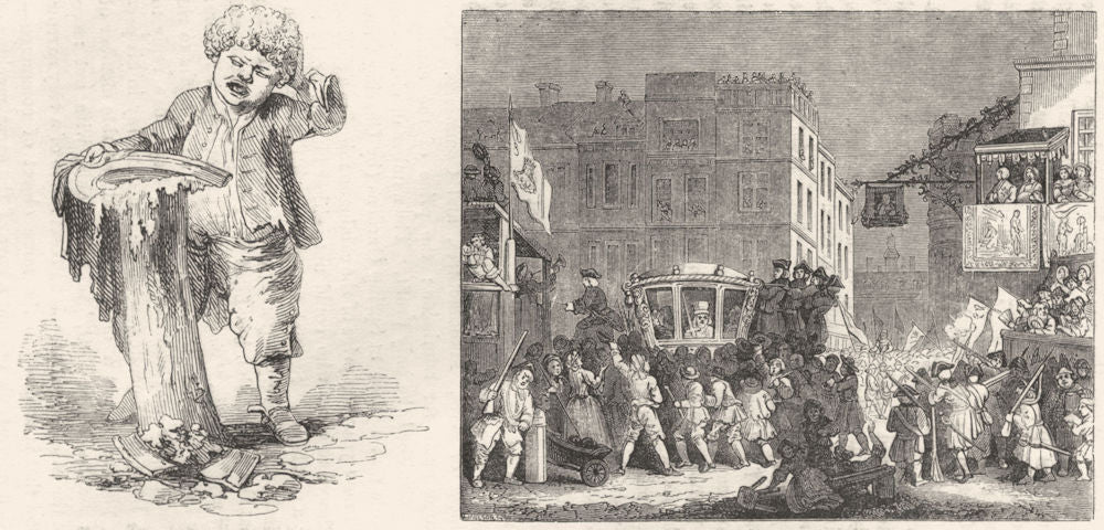 COACHES. Bov; Lord Mayor's show(Hogarth)1750 1845 old antique print picture